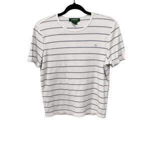 Lauren Ralph Lauren Medium Tee Metallic Stripe Quiet Luxury Coastal Prep Classic